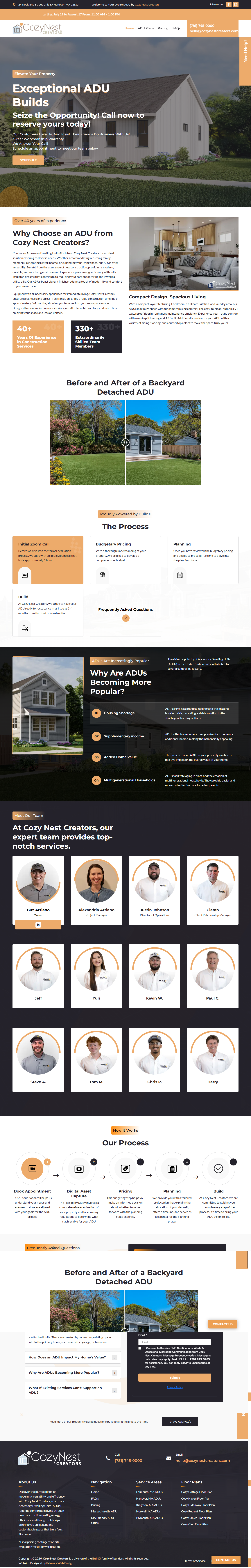 Cozy Nest Creators ADU builders appointment funnel design