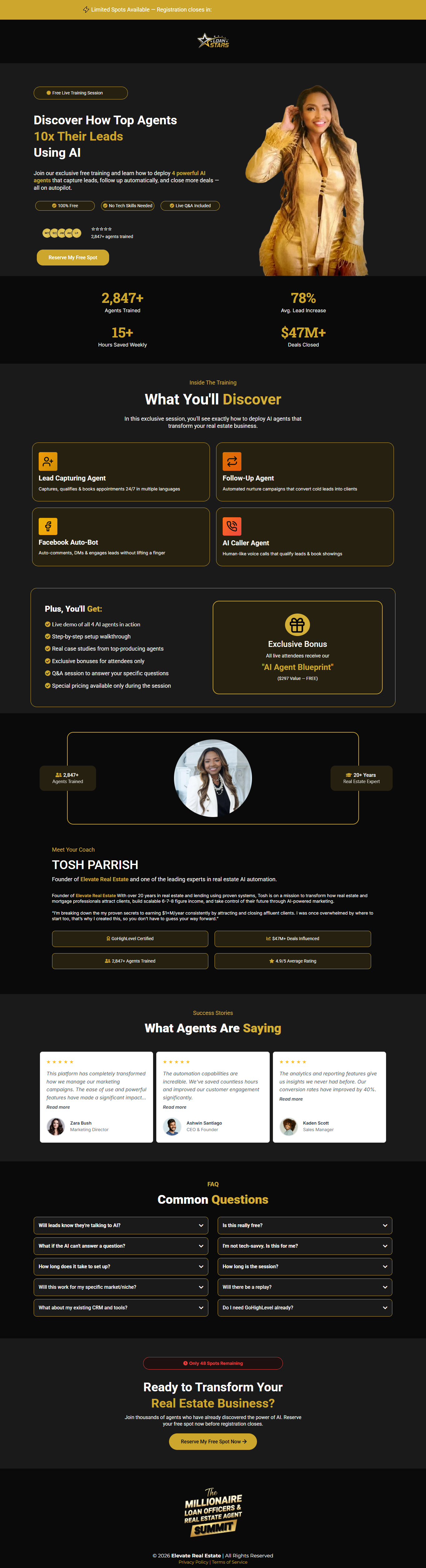 Millionaire Loan Officer Training webinar funnel design