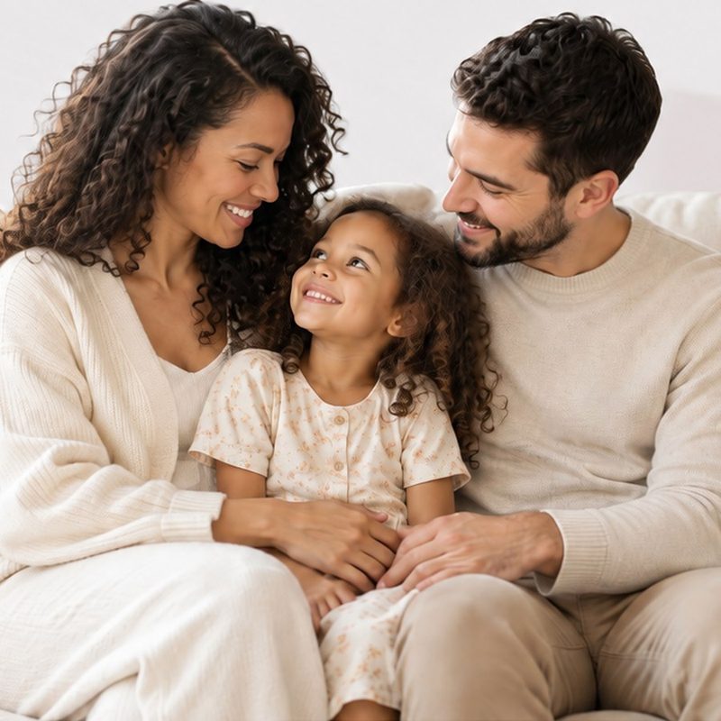 Smiling parents with their young daughter, for the Parent Wounds Workbook