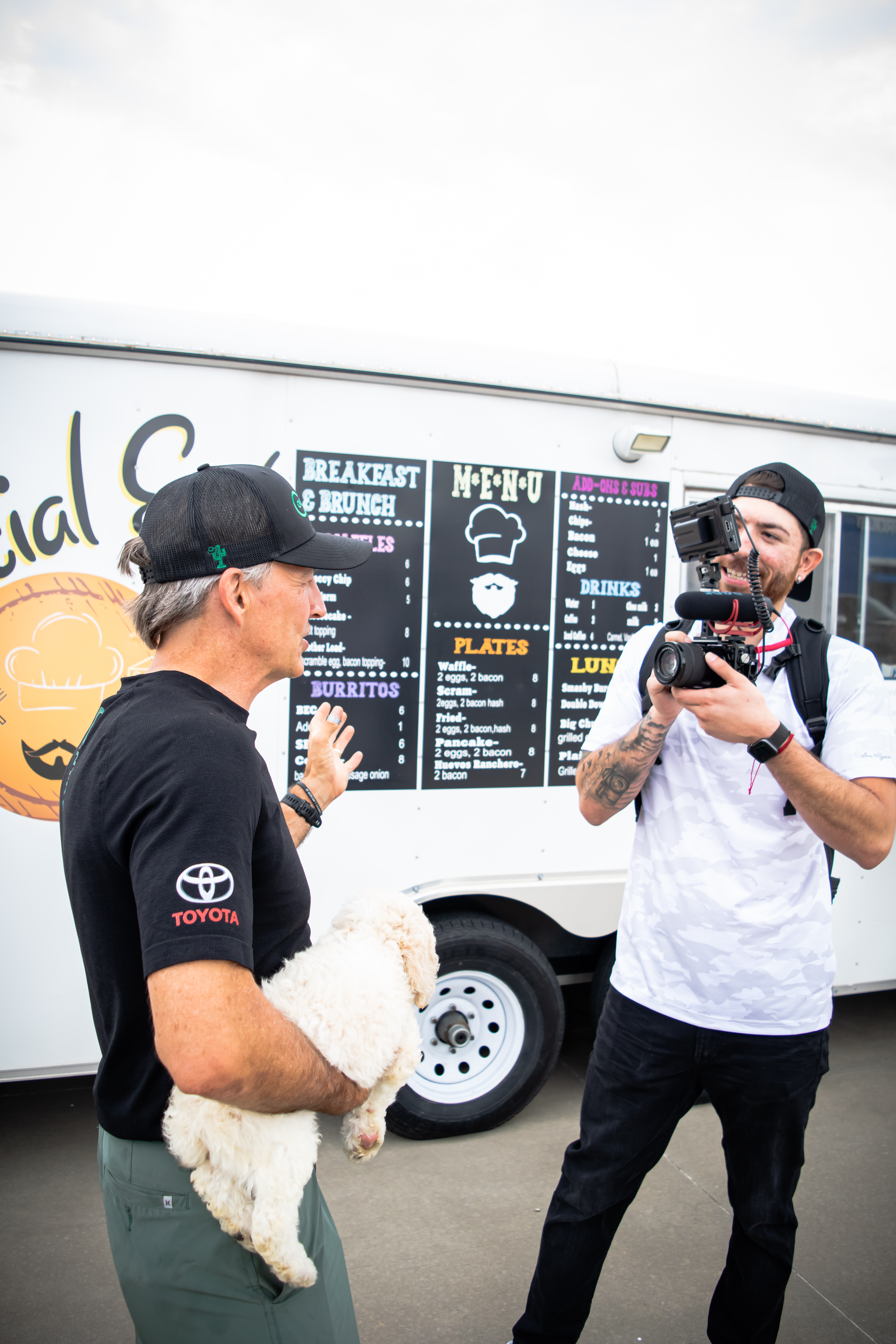 Jose with the owner of Gossett Garage in Amarillo