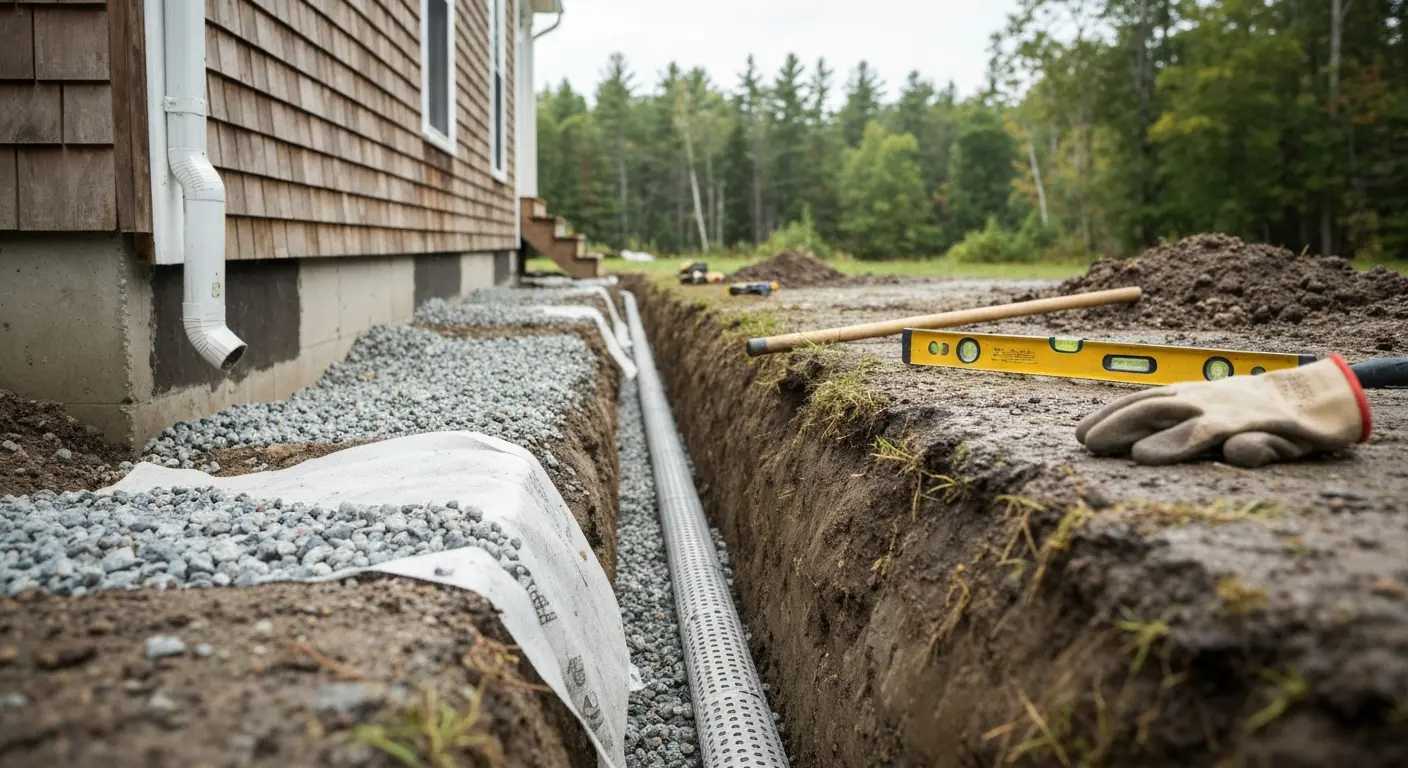 French drain installation