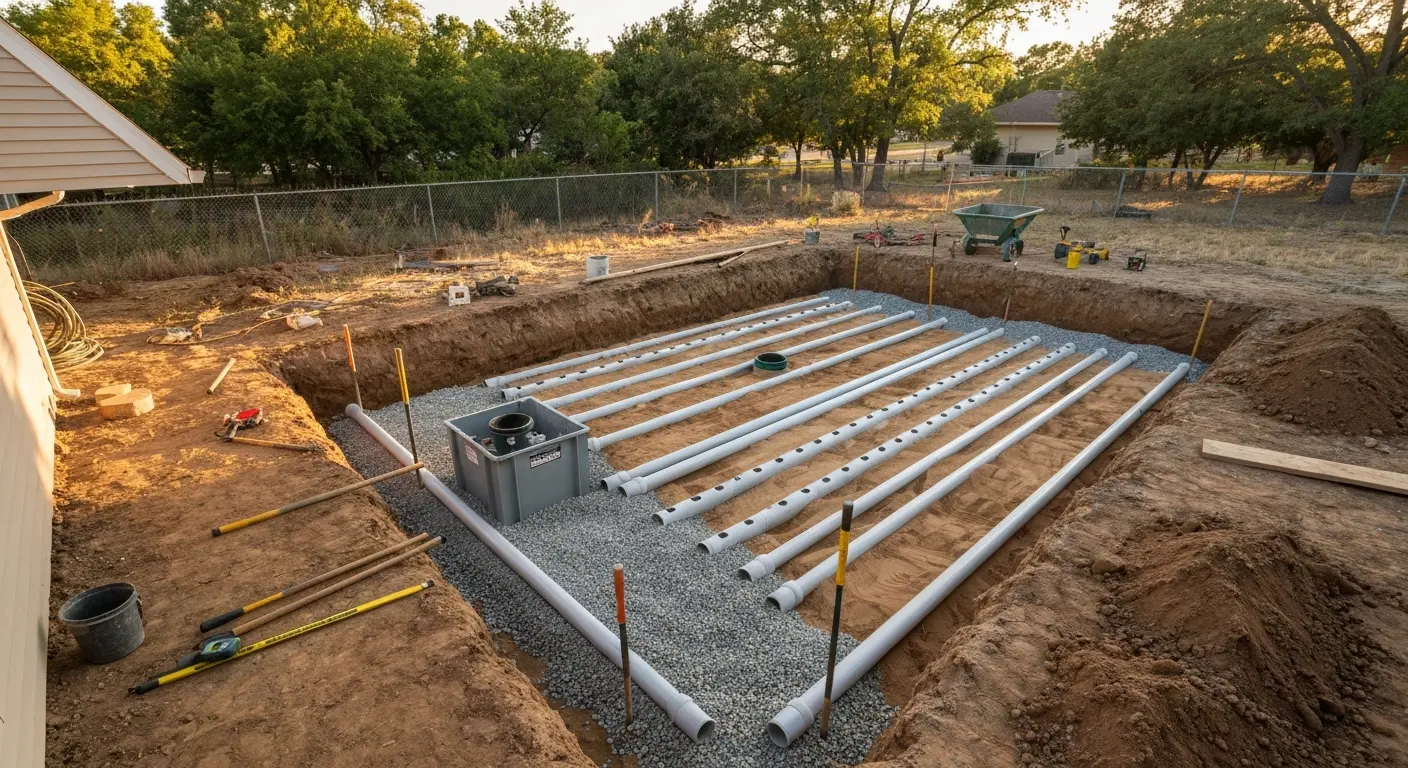 Septic leach field installation