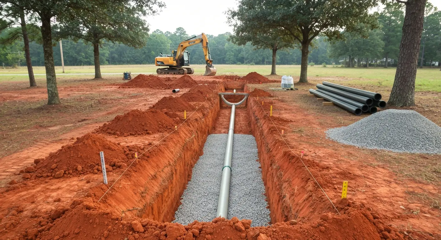Septic system excavation and preparation