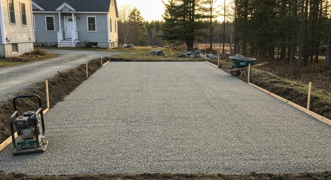Gravel driveway pad preparation