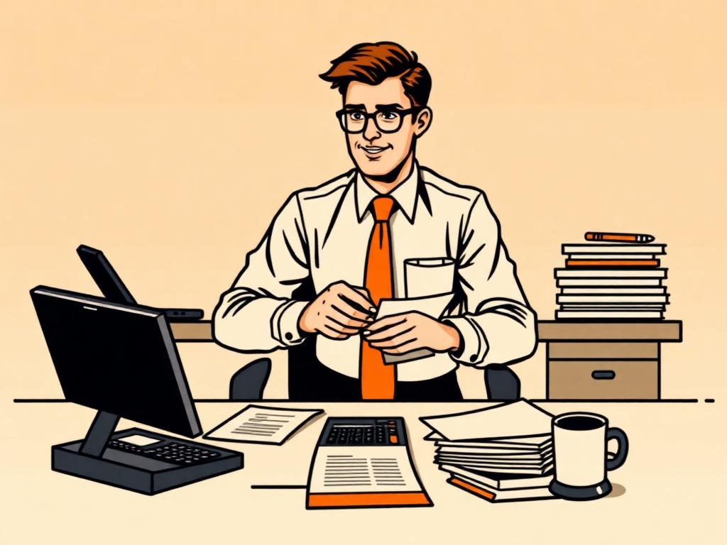 A CPA at a desk with tax forms and a calculator