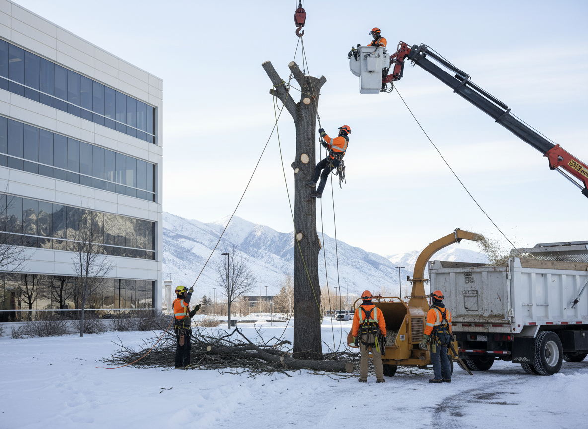 Arborist evaluating tree removal in Layton UT