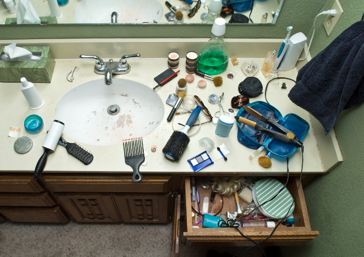 A good place where to Start Decluttering is a bathroom counter