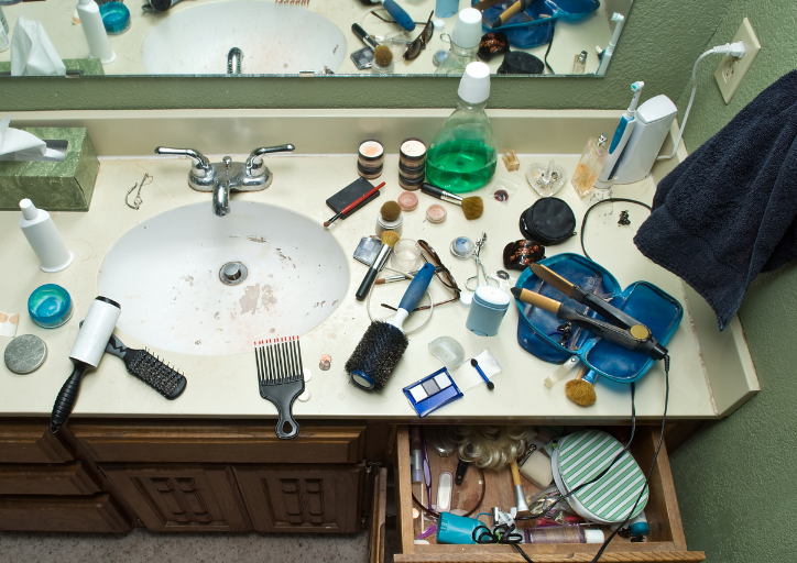 To start letting go of stuff, start with something easy like a bathroom counter