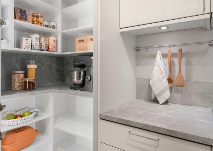 Use your vertical space in the kitchen pantry. Use your vertical space in the kitchen pantry.