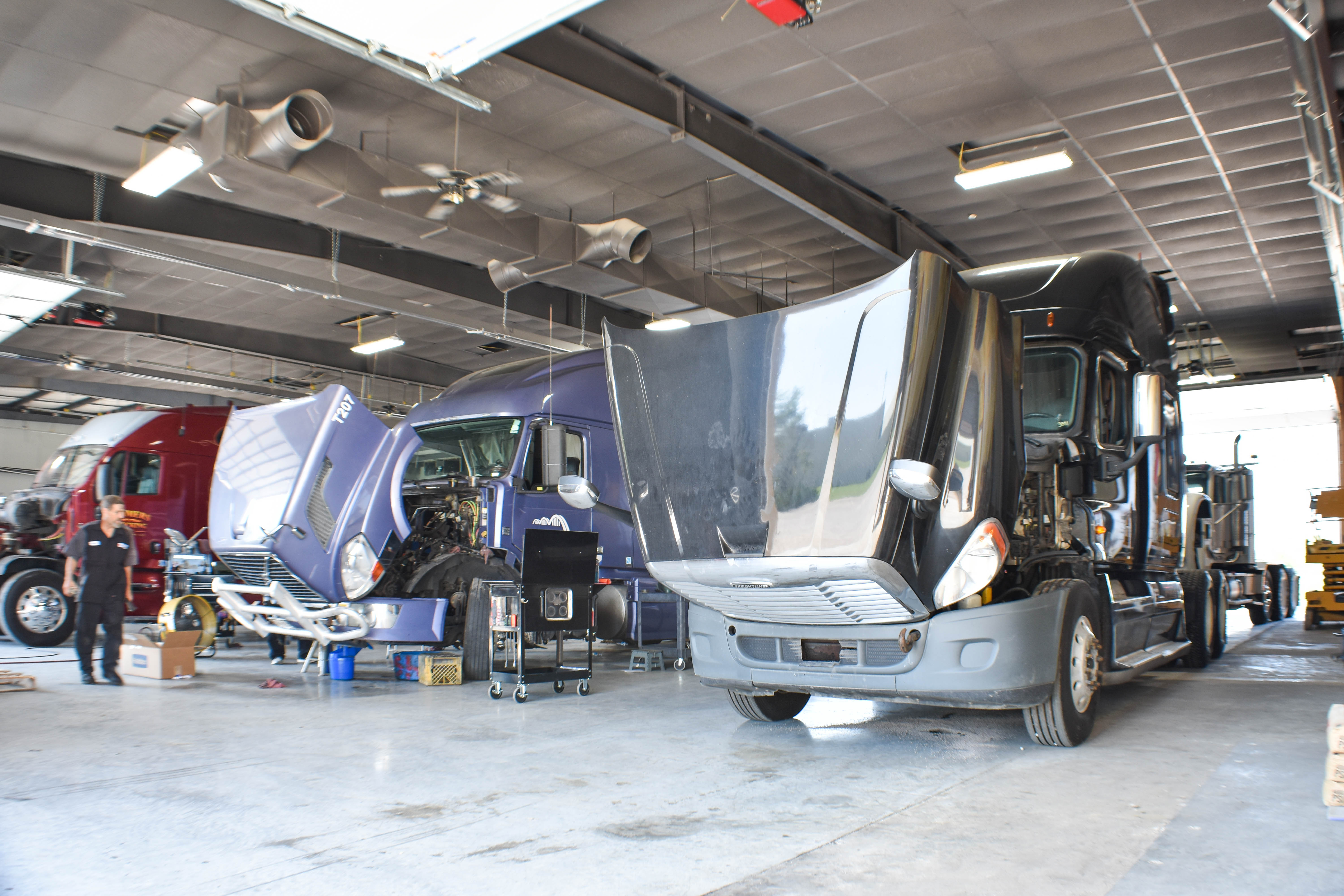 OEM diagnostic software scan on a commercial truck at KC Wholesale