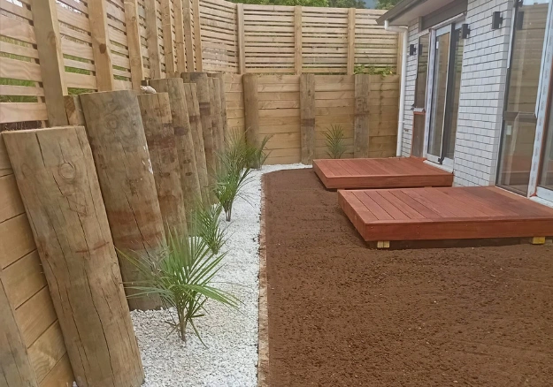 Custom-built wooden deck in Hamilton by landscaping experts