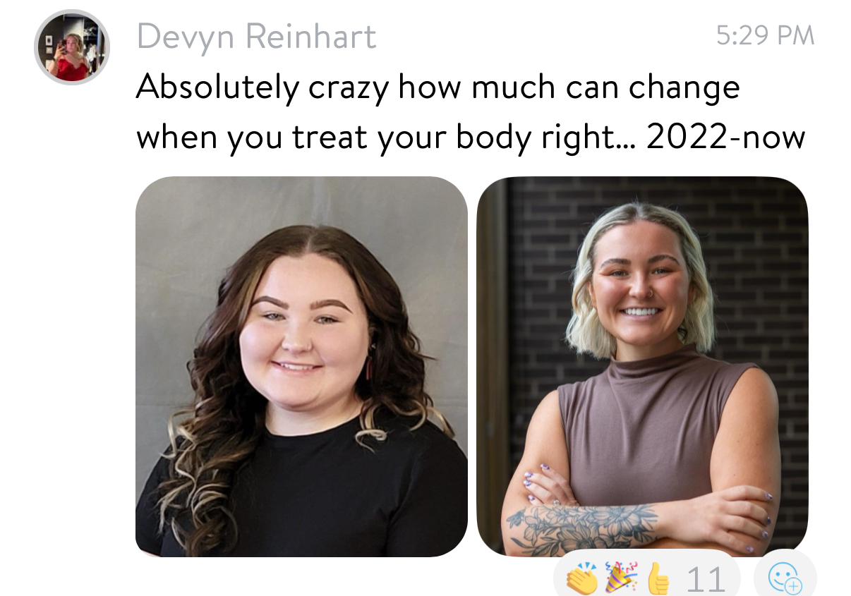 Devyn before and after: Absolutely crazy how much can change when you treat your body right, 2022 to now