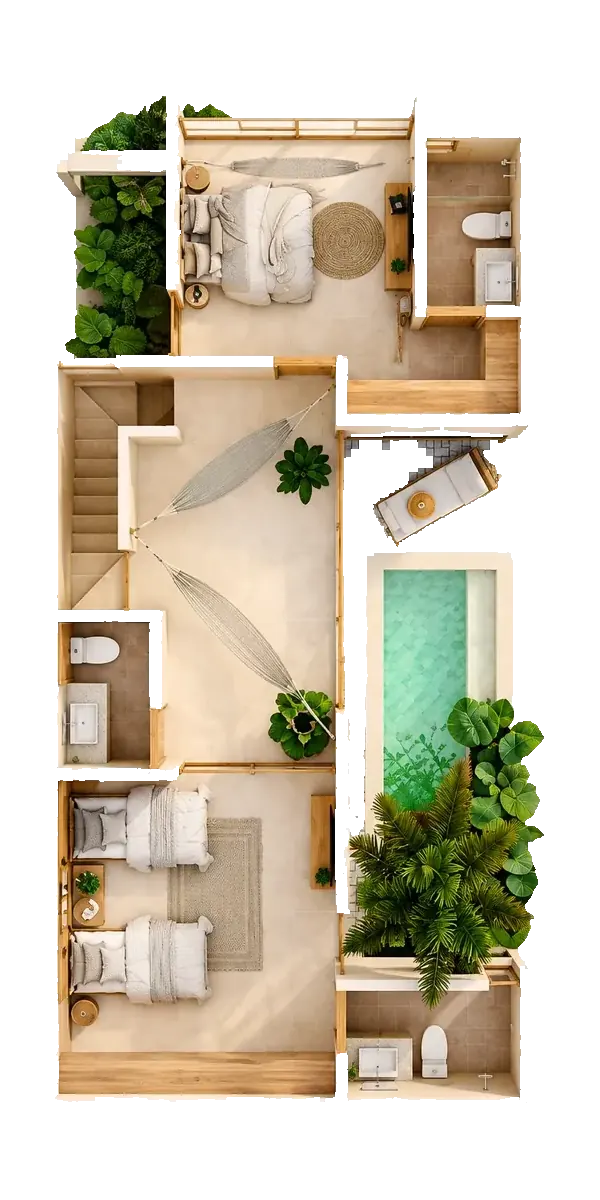 Plano 3D de distribución — Primer nivel