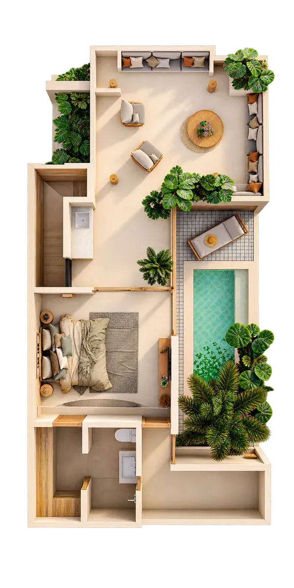Plano 3D de distribución — Rooftop