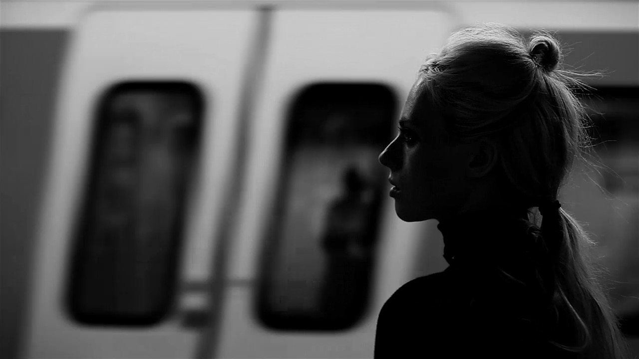 A silhouette by the train