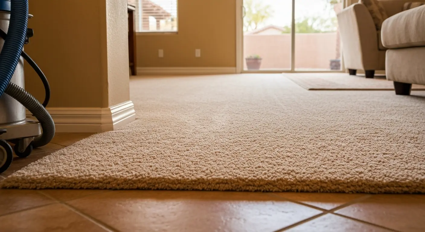 Residential carpet cleaning in progress