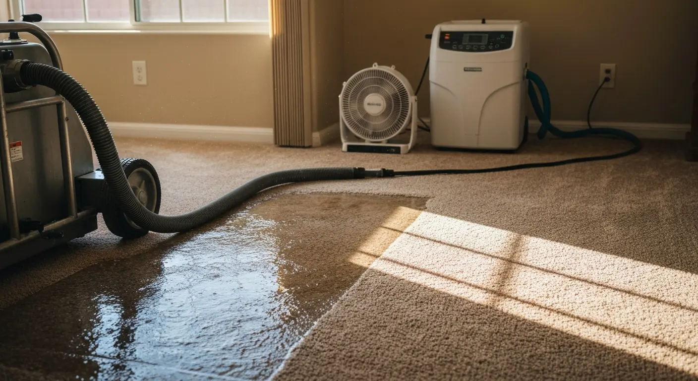 Water extraction from carpet during professional cleaning