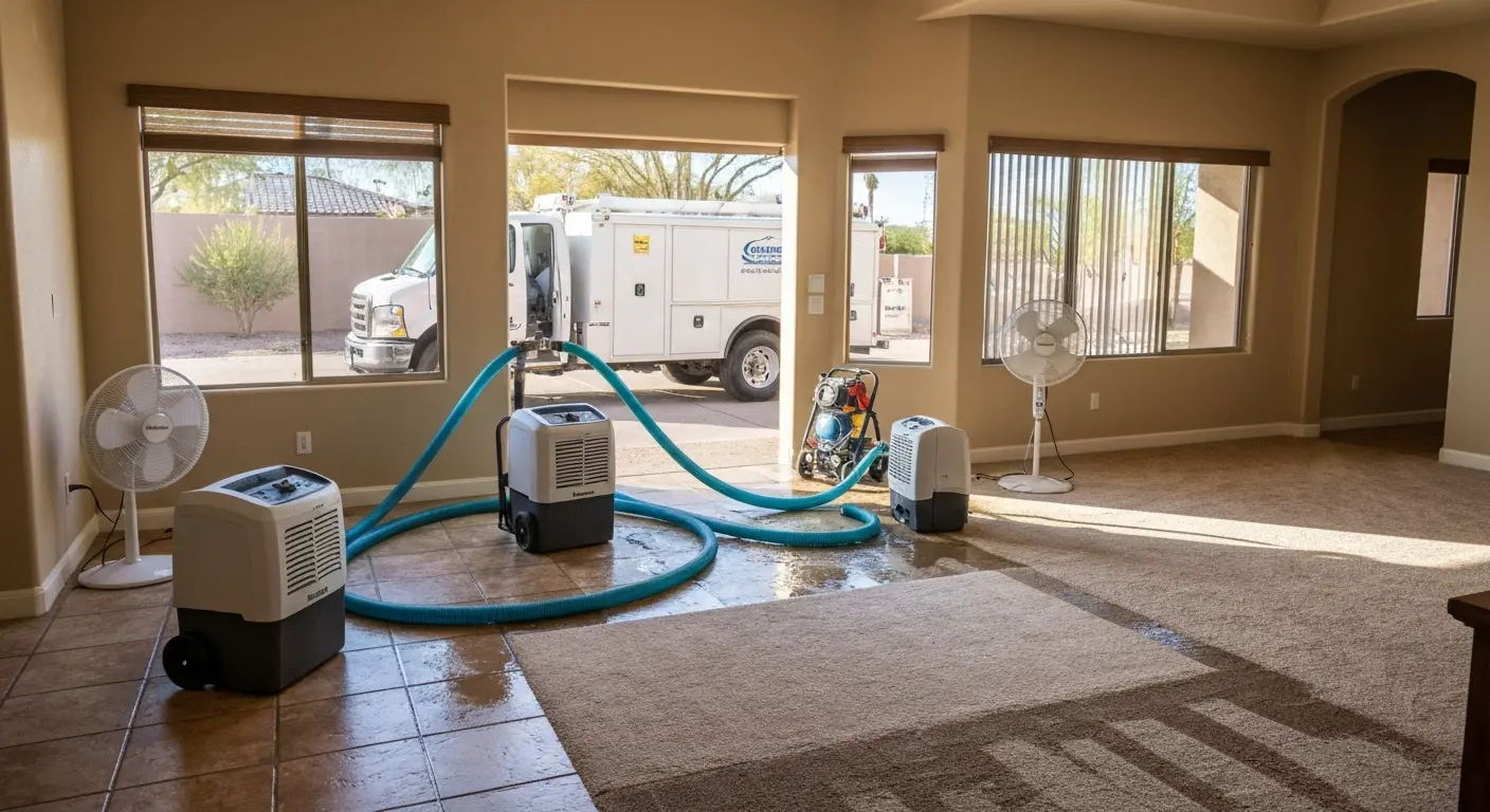 Water extraction equipment removing water from carpet