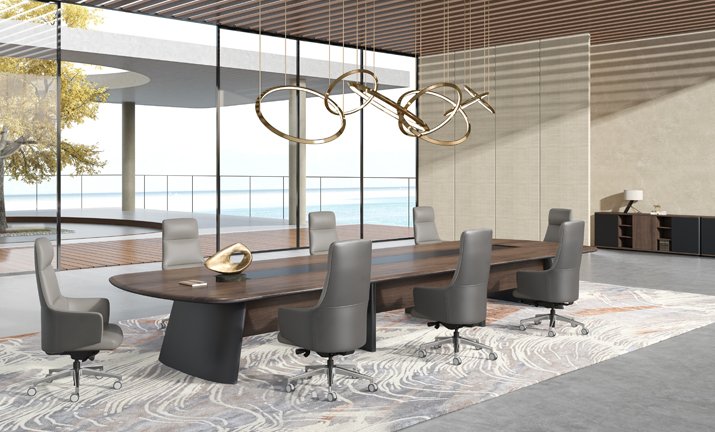 Sunon high-back executive chairs around a walnut board table