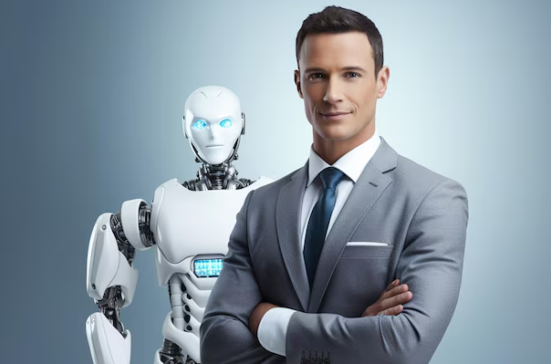 Businessman and AI Robot