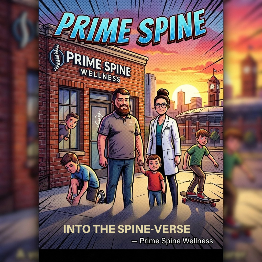 Into the Spine-Verse — Spider-Verse-style animated poster of the MacMullin family in comic-book panels