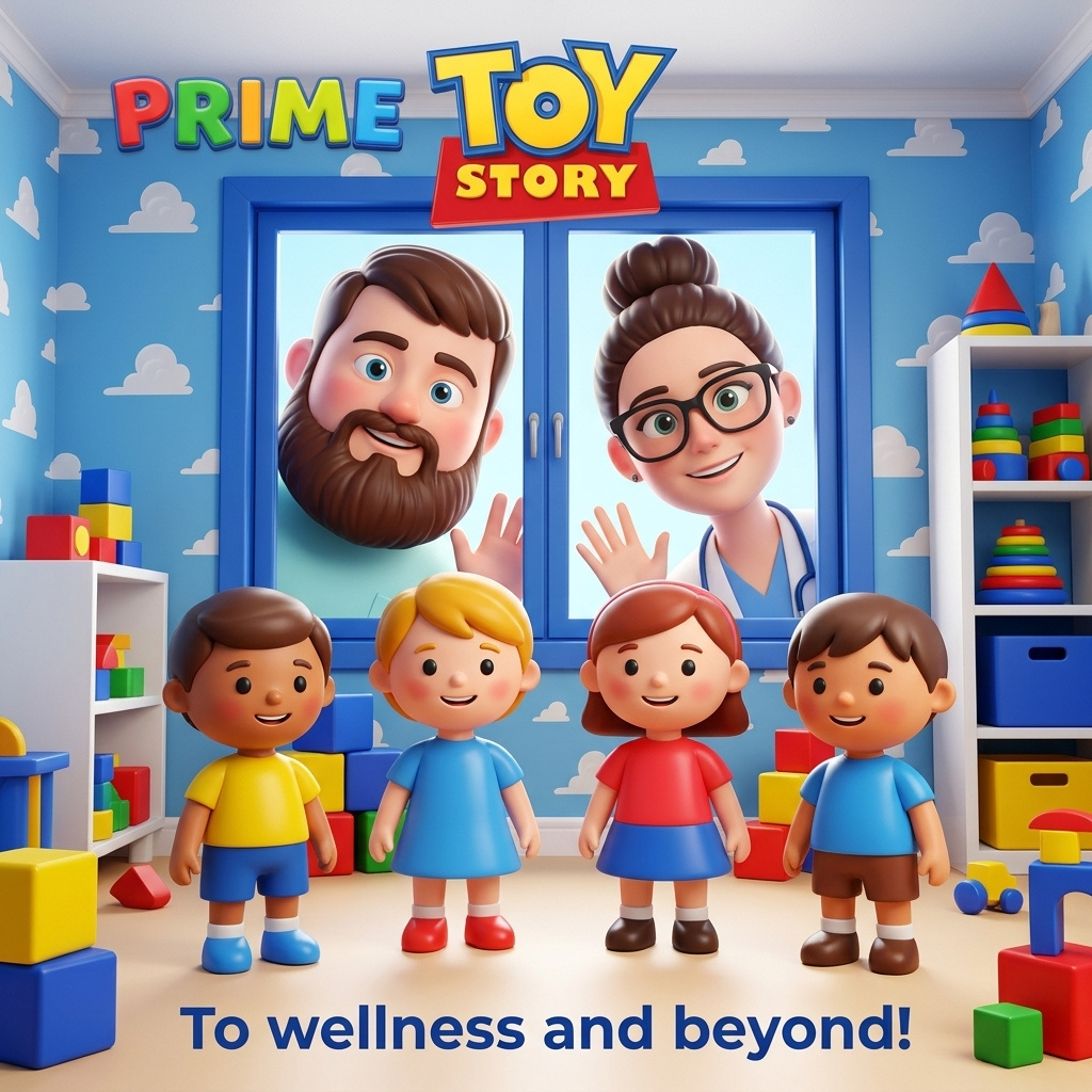 The Super Adjusters — animated superhero-family poster of the MacMullins striking hero poses at the Fort Worth Stockyards