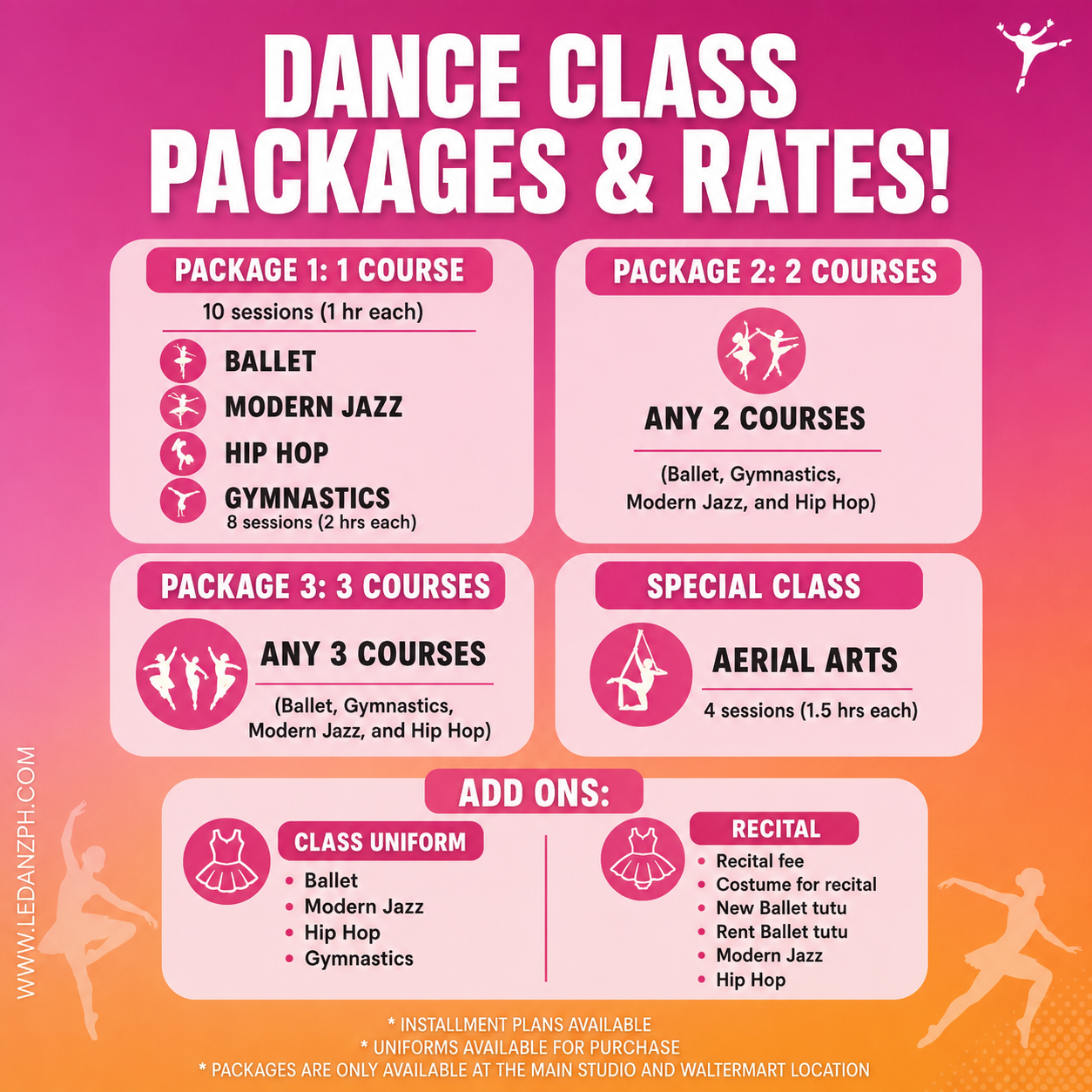 Dance Class Packages and Rates
