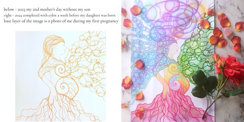 Rainbow Pregnancy drawing by Antje Howard