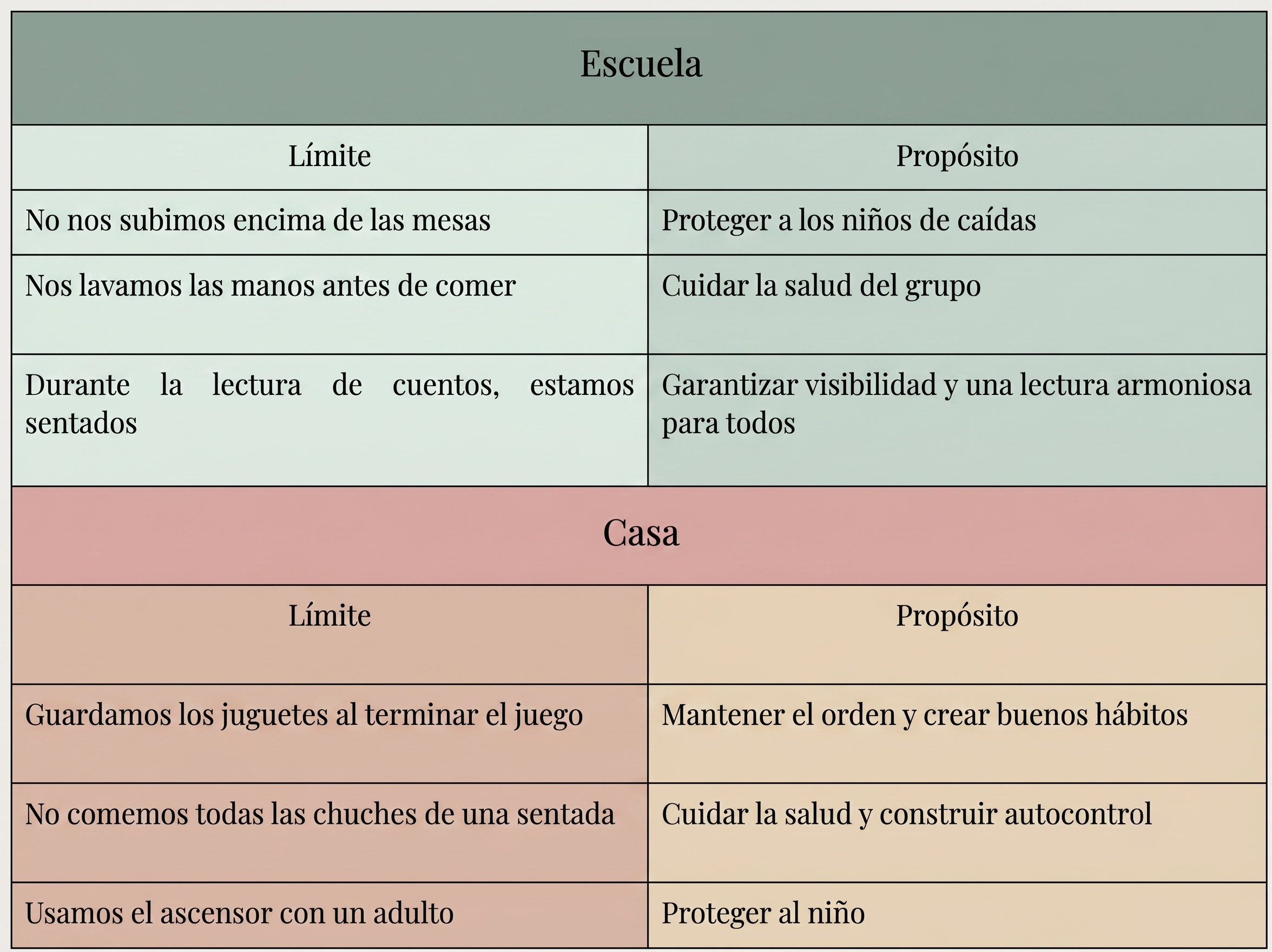 límites en la escuela y límites en casa, ejemplos y el propósito de implementar esos límites
