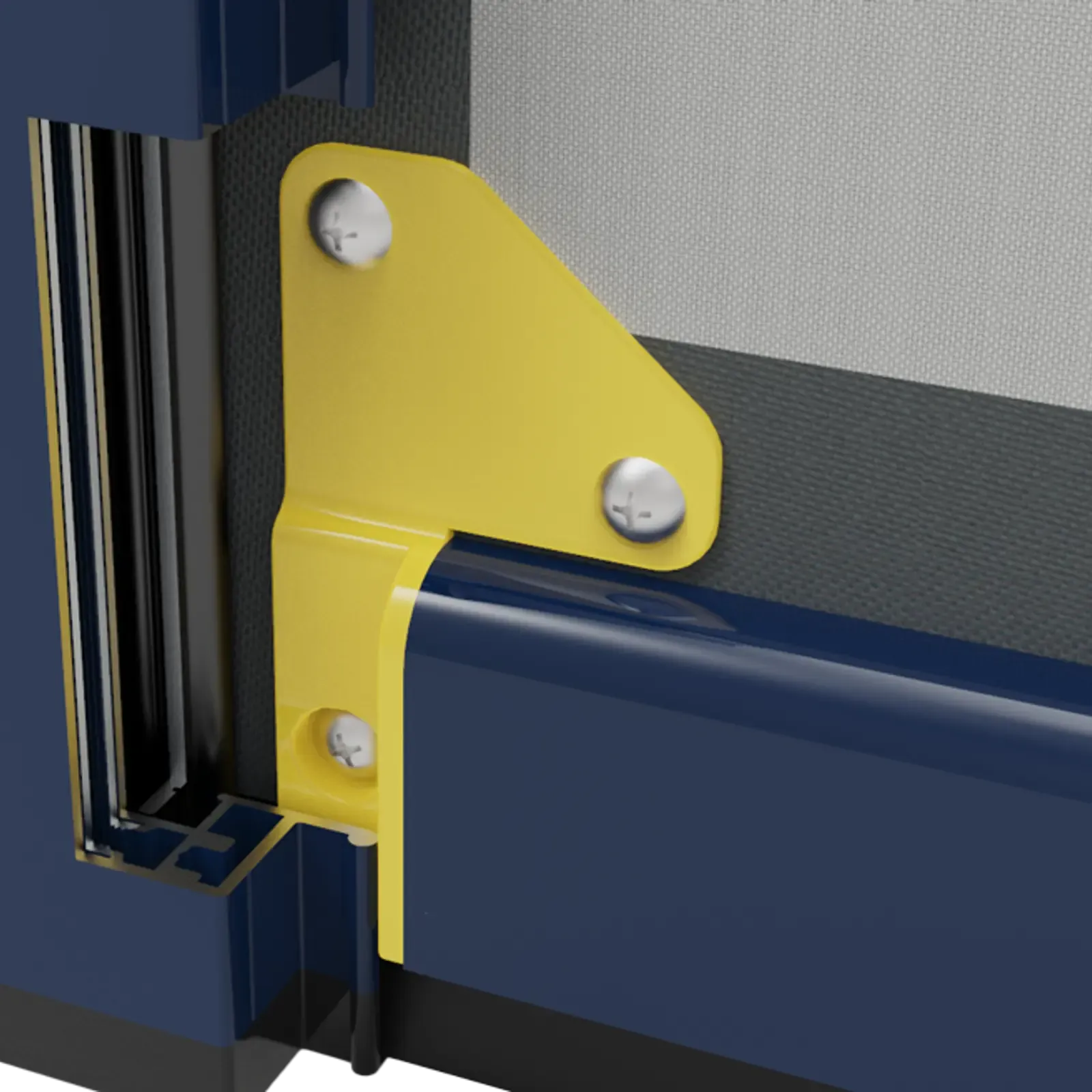Go-Fenetex One-Track motorized screen reinforced nylon corner connector for extended screen lifespan