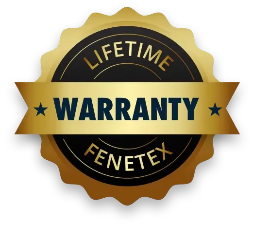 Fenetex lifetime warranty badge – Go-Fenetex motorized retractable screens backed for life