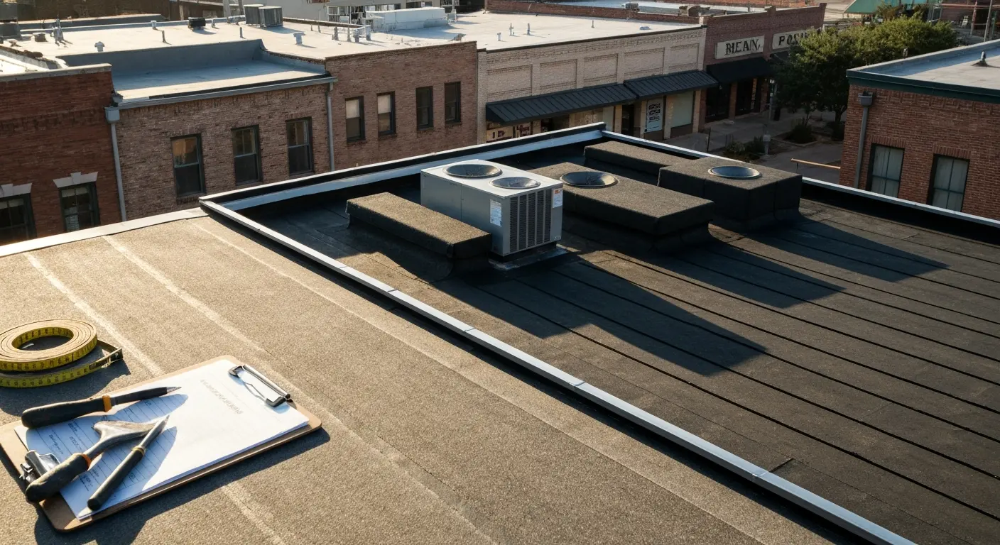 Commercial roofing on Heights business property