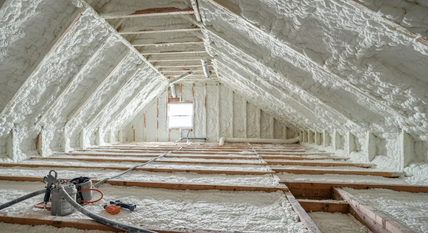 Attic spray foam insulation
