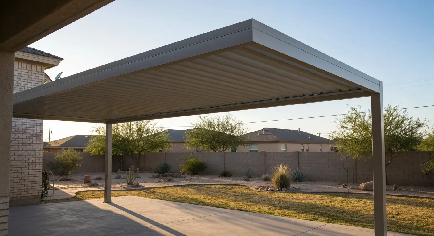 Louvered pergola with shade