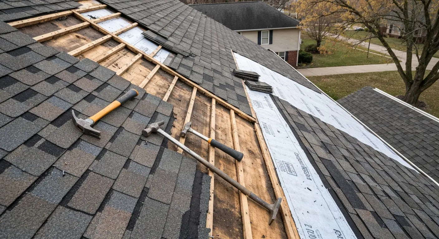 Storm damage roof repair response