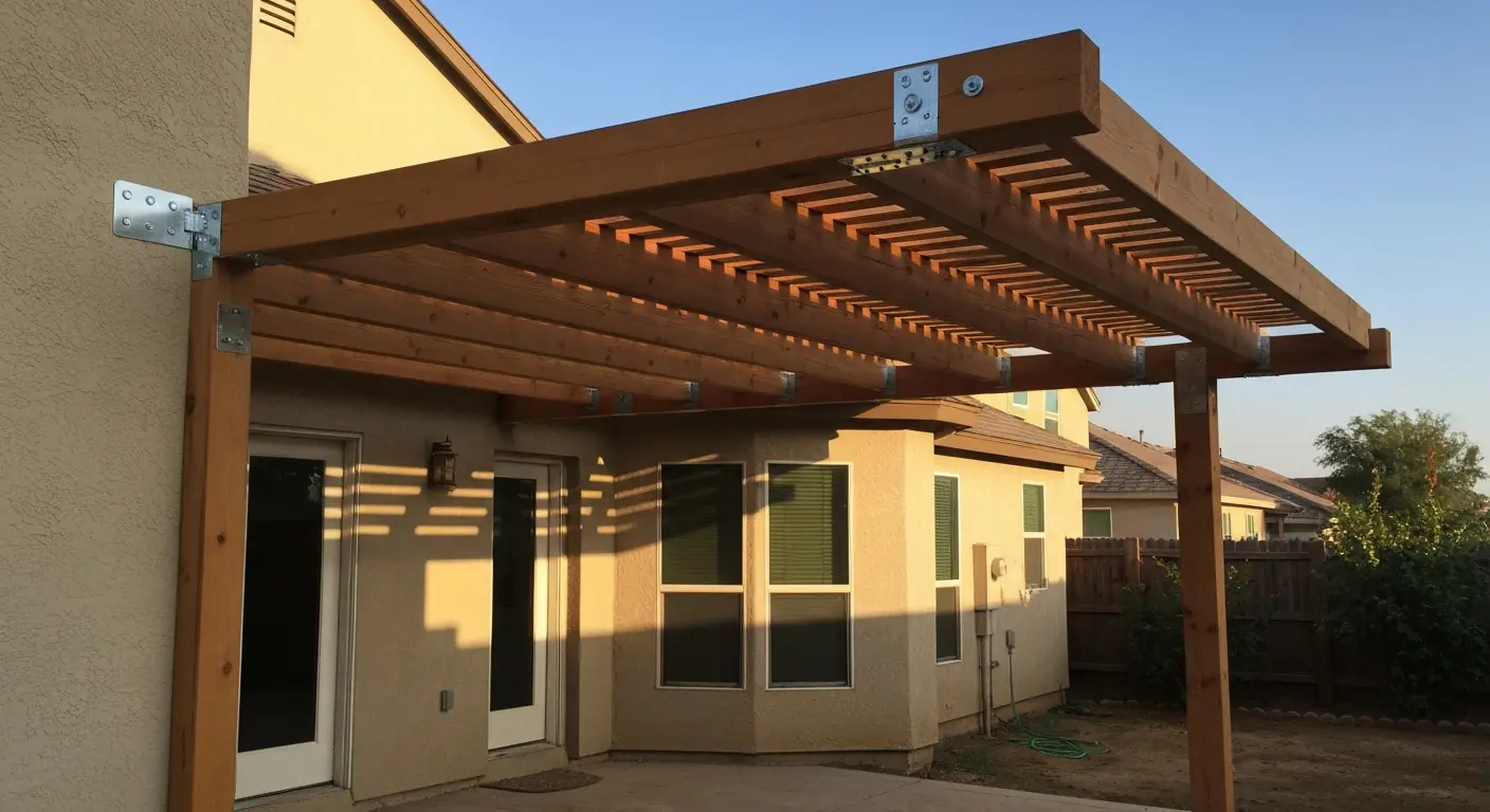 Attached pergola installation