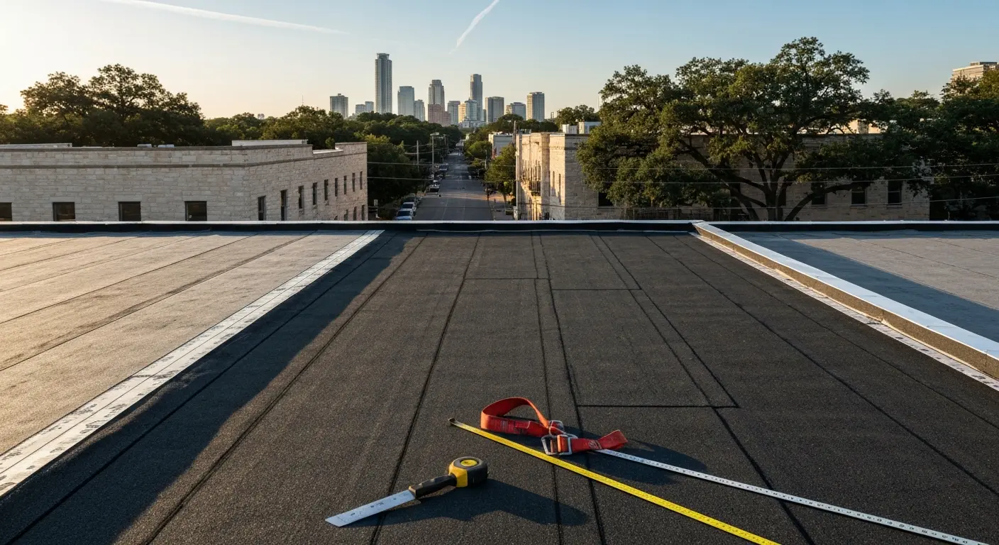 Commercial roofing on South Austin building