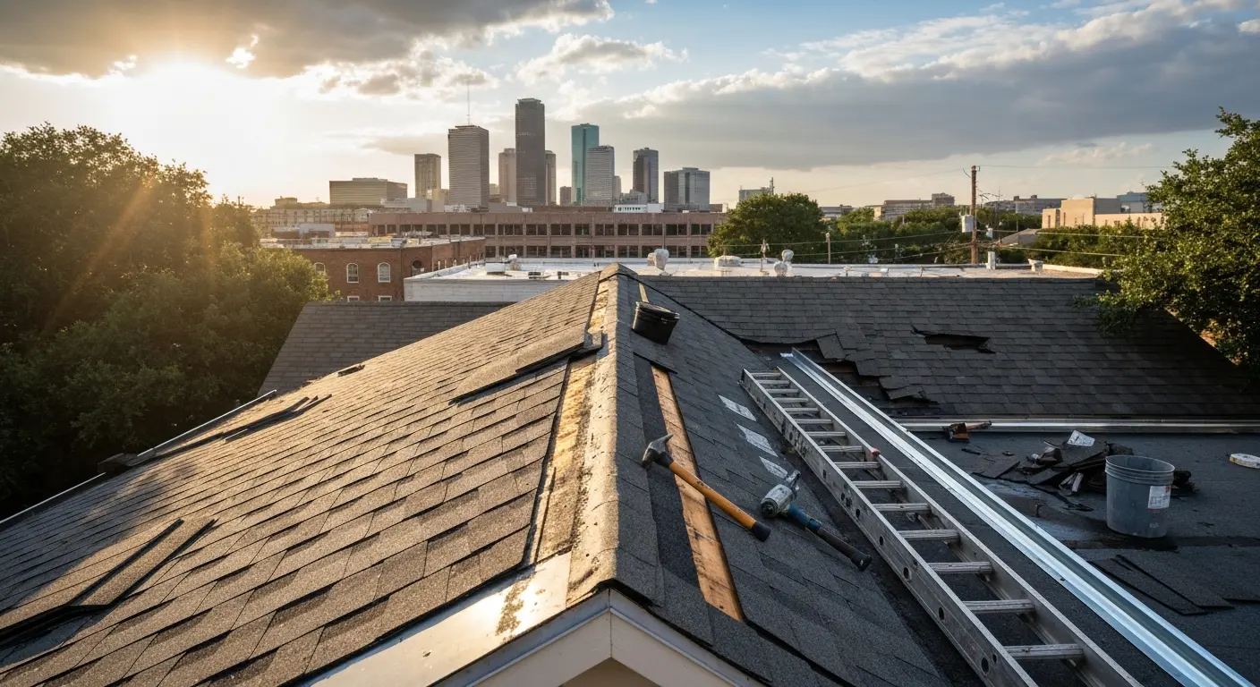 Storm damage roofing Downtown Houston