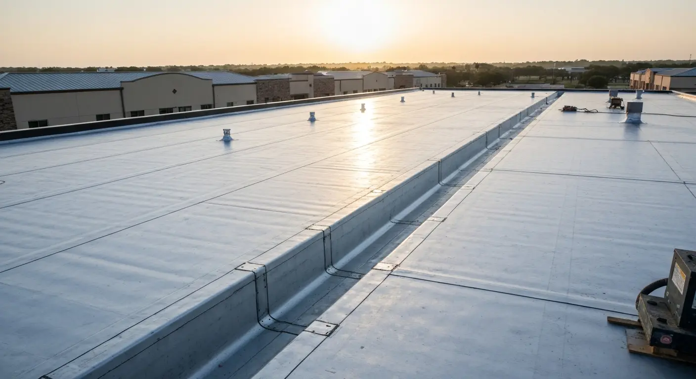Commercial flat roof installation in Mission