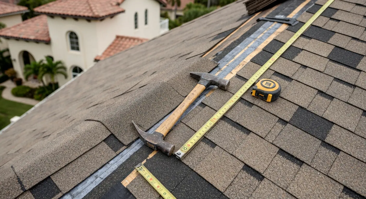 Roof repair close-up