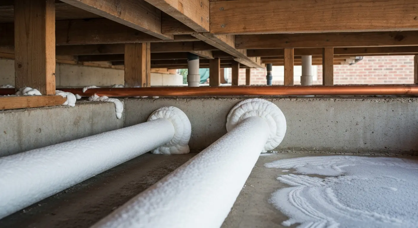 Pipe insulation with spray foam