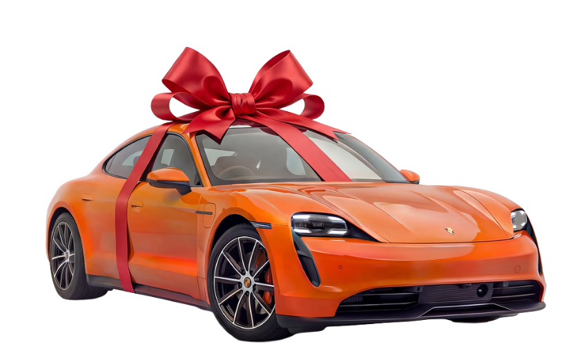 Porsche Taycan con lazo de regalo