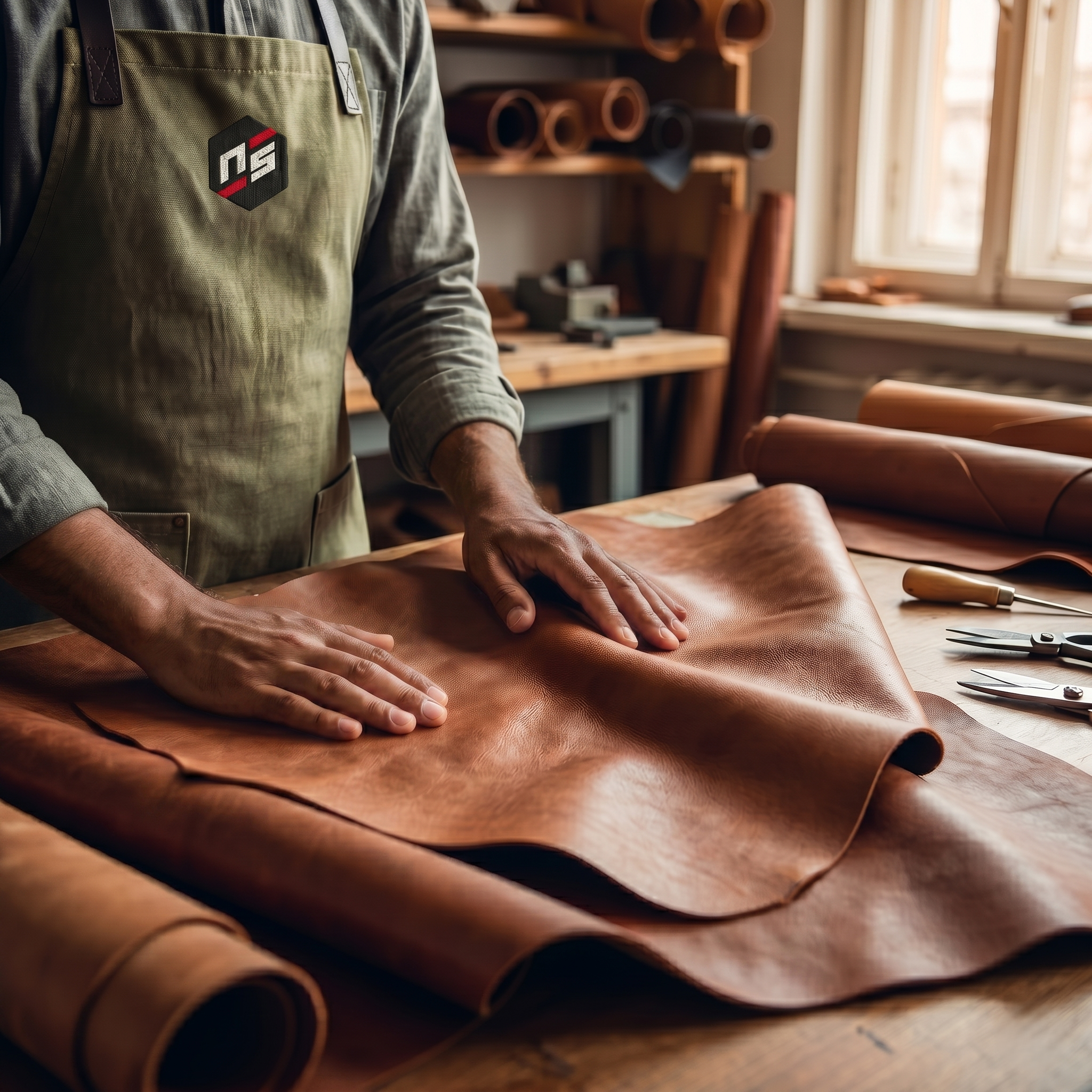 Raw leather material quality check at Noor Sons