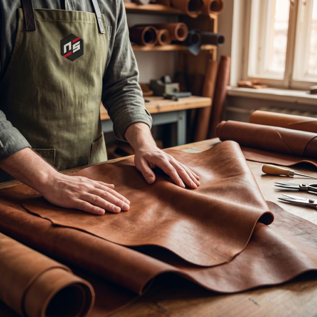 Raw leather material quality check at Noor Sons