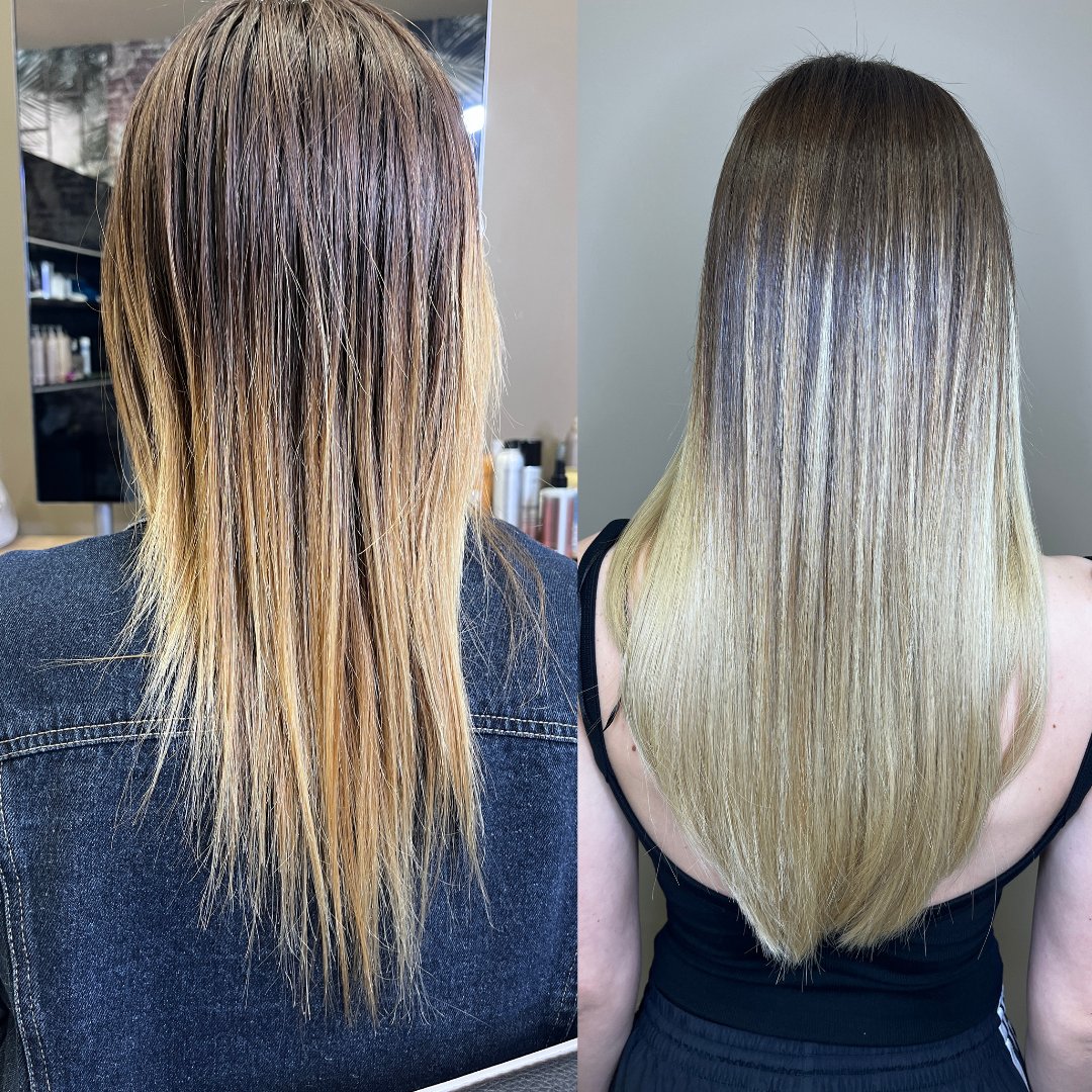 Extension nano ring capelli biondi Verona prima e dopo — Kherapy