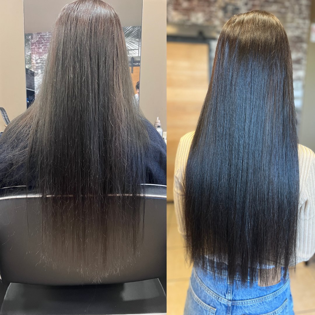 Infoltimento nano cheratina Kherapy Verona prima e dopo capelli scuri