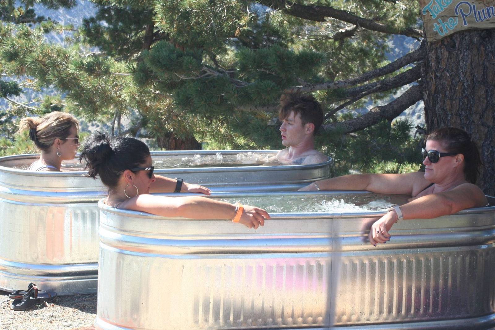 Guests in the cold plunge tubs