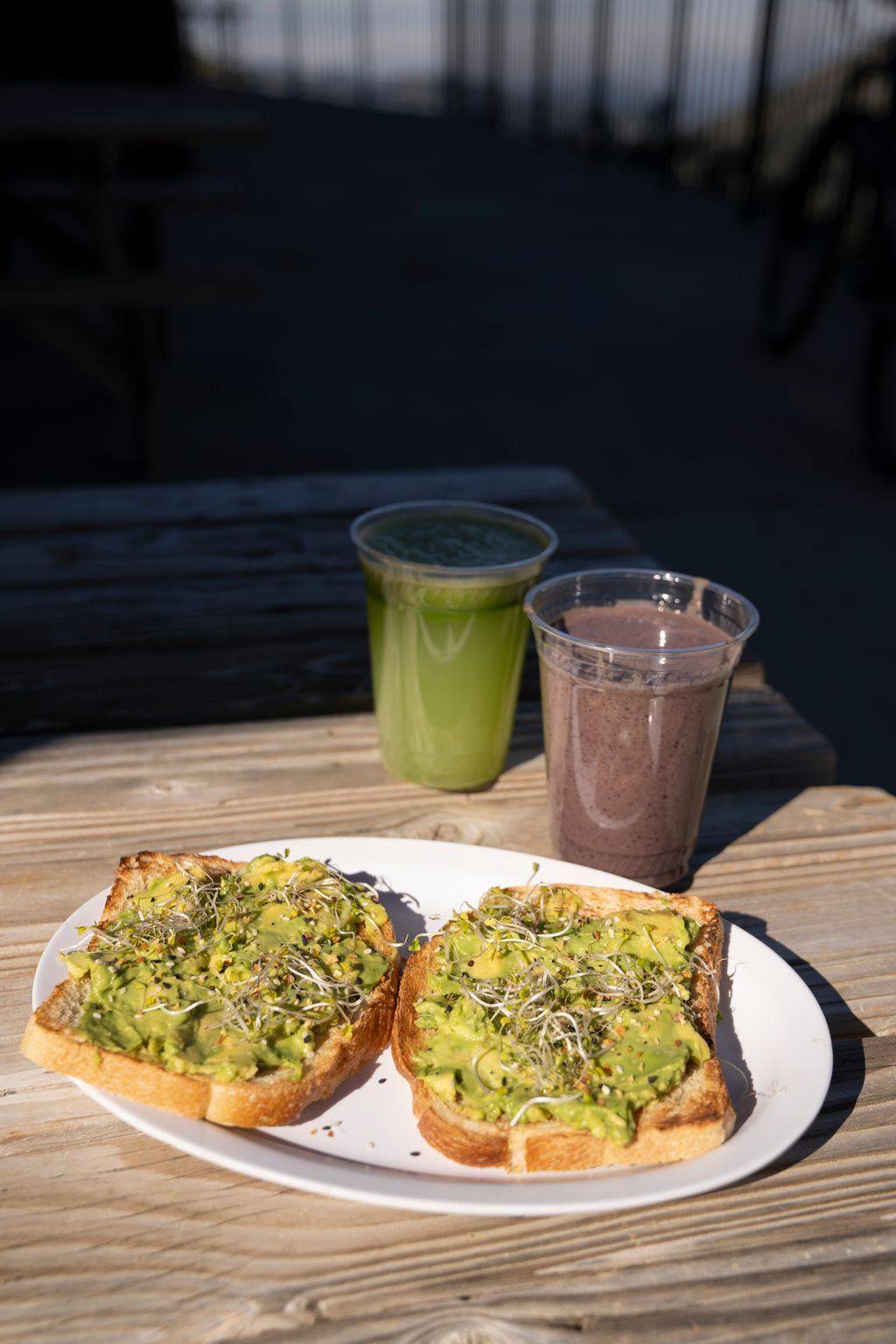 Avocado toast and fresh juice
