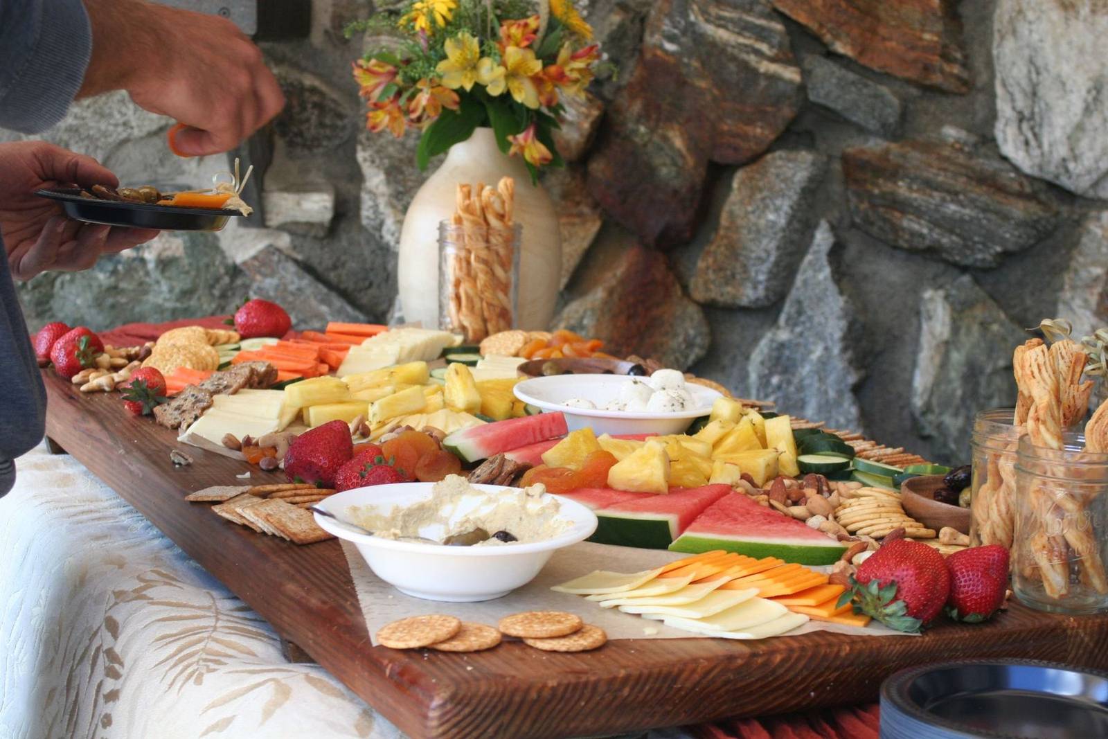Fresh fruit and charcuterie spread