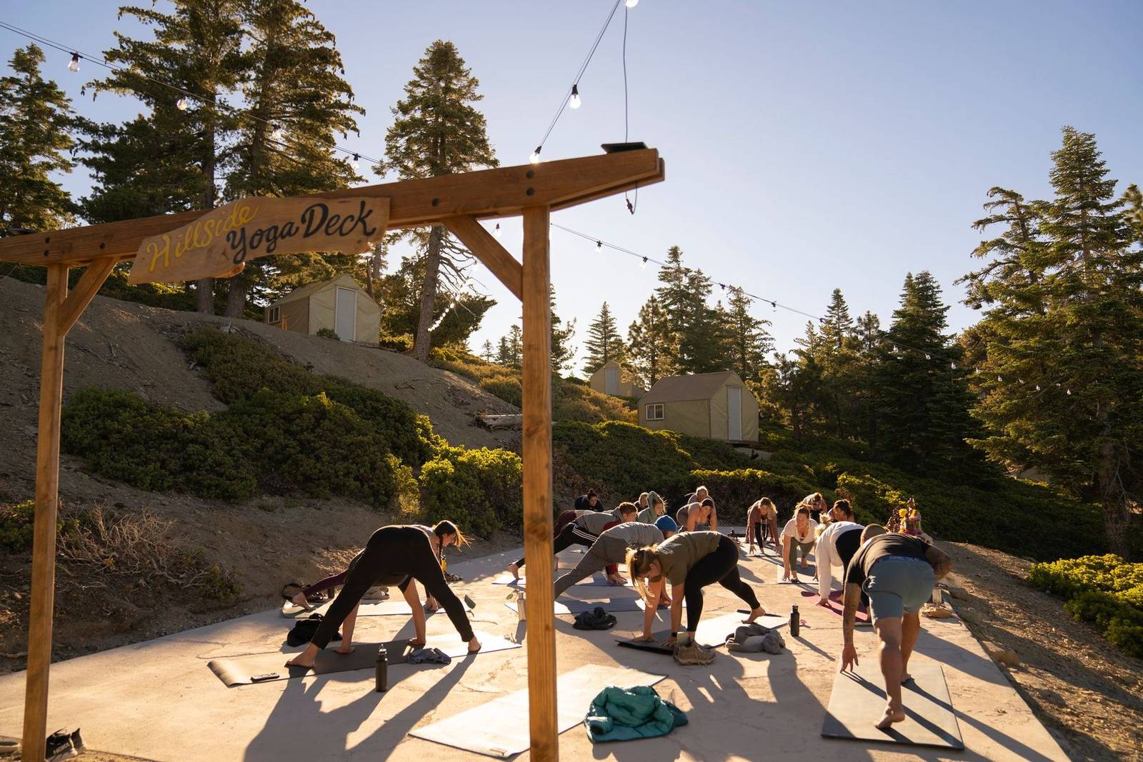 Yoga class on the Yoga Deck